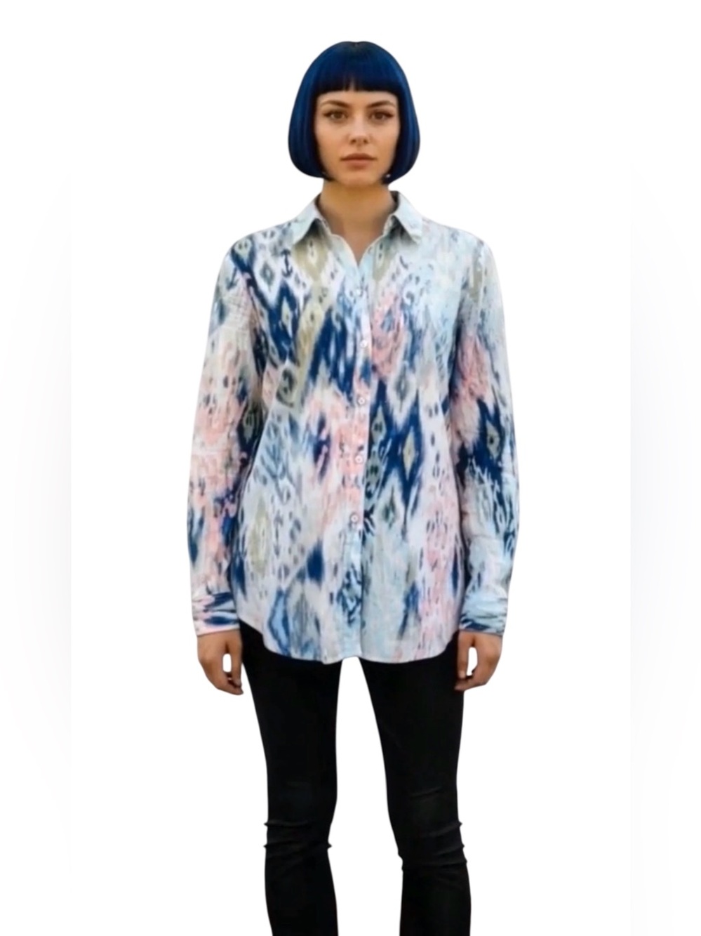 Chico's Women's No-Iron Paisley Print Long-Sleeve Shirt. Size 0 - Picture 2 of 10